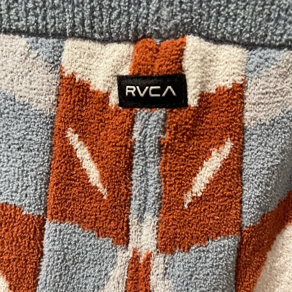 RVCA Women's Geometric Patterned Shorts - Blue and Brown - Picture 4 of 5